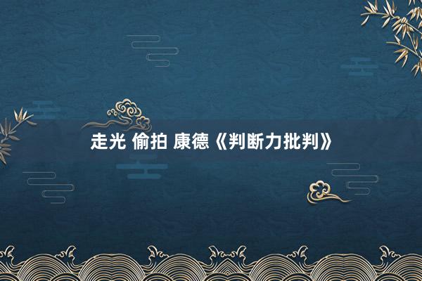 走光 偷拍 康德《判断力批判》