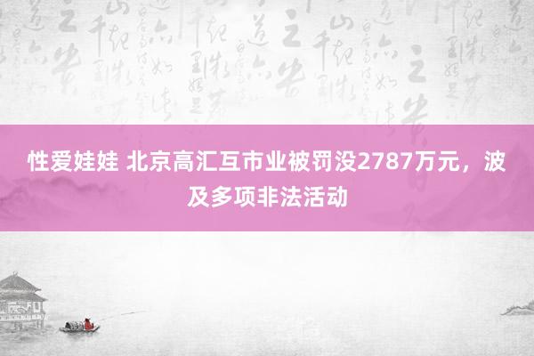 性爱娃娃 北京高汇互市业被罚没2787万元，波及多项非法活动