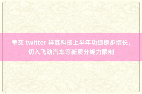 拳交 twitter 祥鑫科技上半年功绩稳步增长，切入飞动汽车等新质分娩力限制