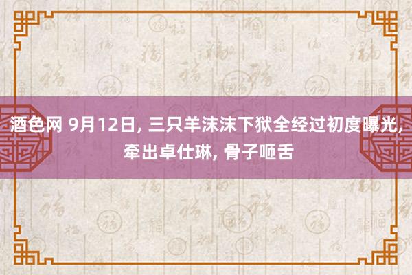 酒色网 9月12日， 三只羊沫沫下狱全经过初度曝光， 牵出卓仕琳， 骨子咂舌