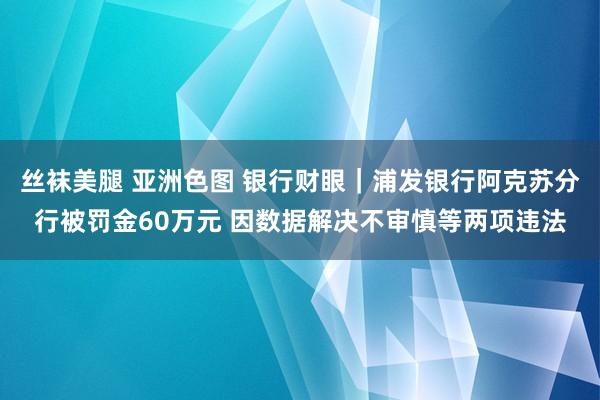 丝袜美腿 亚洲色图 银行财眼｜浦发银行阿克苏分行被罚金60万元 因数据解决不审慎等两项违法