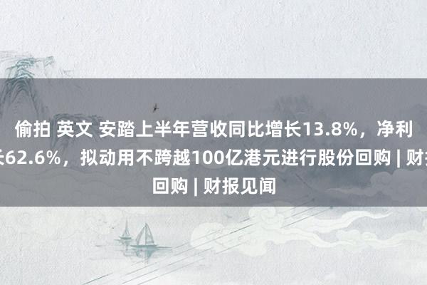 偷拍 英文 安踏上半年营收同比增长13.8%，净利润增长62.6%，拟动用不跨越100亿港元进行股份回购 | 财报见闻