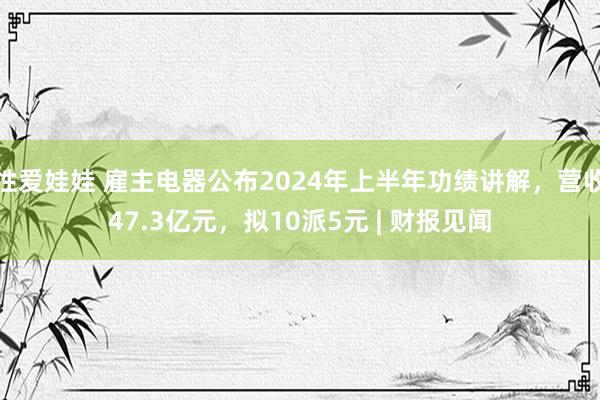 性爱娃娃 雇主电器公布2024年上半年功绩讲解，营收47.3亿元，拟10派5元 | 财报见闻