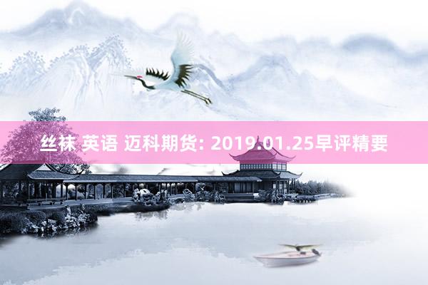 丝袜 英语 迈科期货: 2019.01.25早评精要