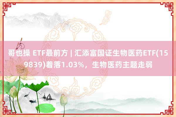 哥也操 ETF最前方 | 汇添富国证生物医药ETF(159839)着落1.03%，生物医药主题走弱