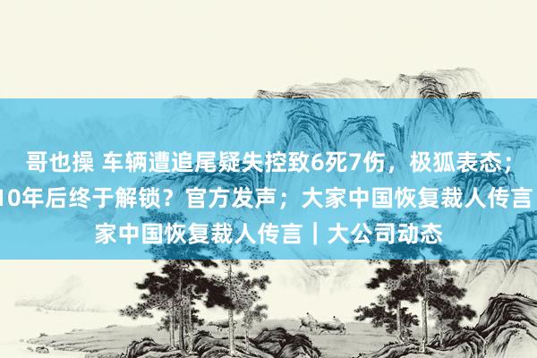 哥也操 车辆遭追尾疑失控致6死7伤，极狐表态；iPhone锁机10年后终于解锁？官方发声；大家中国恢复裁人传言｜大公司动态