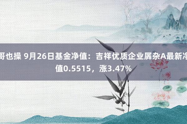 哥也操 9月26日基金净值：吉祥优质企业羼杂A最新净值0.5515，涨3.47%