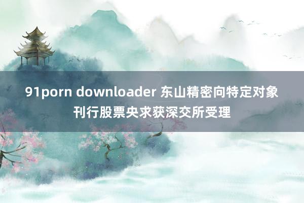 91porn downloader 东山精密向特定对象刊行股票央求获深交所受理