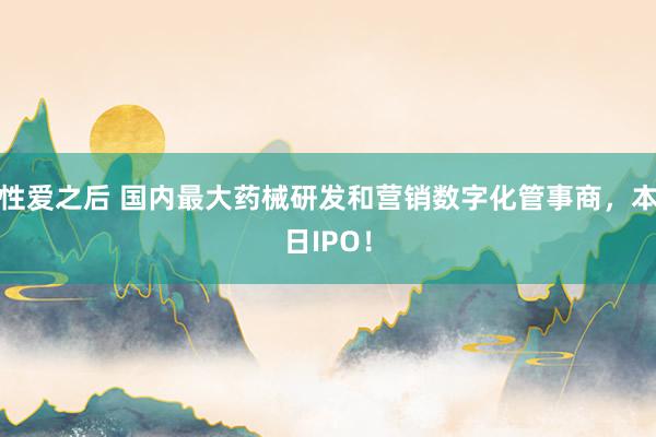 性爱之后 国内最大药械研发和营销数字化管事商，本日IPO！