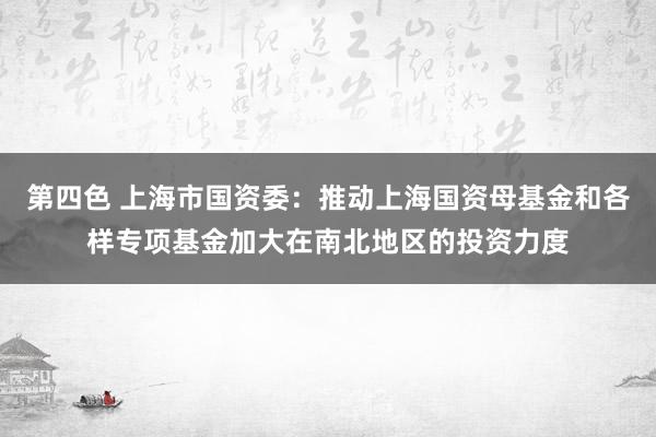 第四色 上海市国资委：推动上海国资母基金和各样专项基金加大在南北地区的投资力度