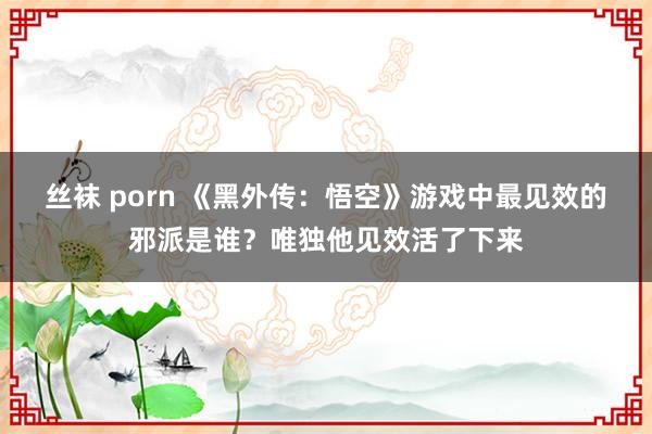 丝袜 porn 《黑外传：悟空》游戏中最见效的邪派是谁？唯独他见效活了下来