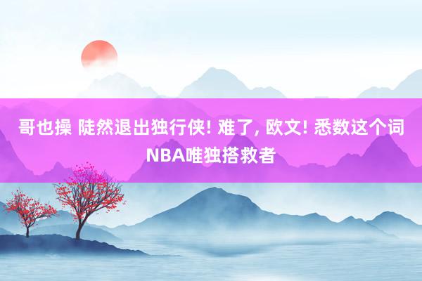 哥也操 陡然退出独行侠! 难了， 欧文! 悉数这个词NBA唯独搭救者