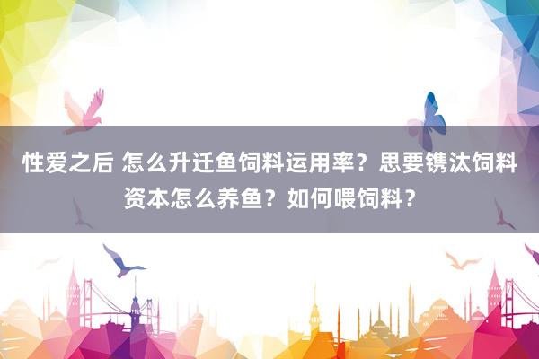 性爱之后 怎么升迁鱼饲料运用率？思要镌汰饲料资本怎么养鱼？如何喂饲料？