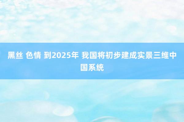 黑丝 色情 到2025年 我国将初步建成实景三维中国系统