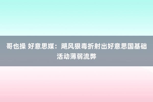 哥也操 好意思媒：飓风狠毒折射出好意思国基础活动薄弱流弊