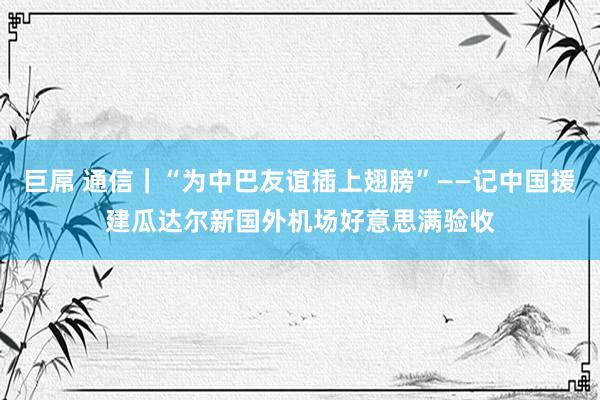 巨屌 通信｜“为中巴友谊插上翅膀”——记中国援建瓜达尔新国外机场好意思满验收