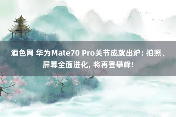 酒色网 华为Mate70 Pro关节成就出炉: 拍照、屏幕全面进化， 将再登攀峰!