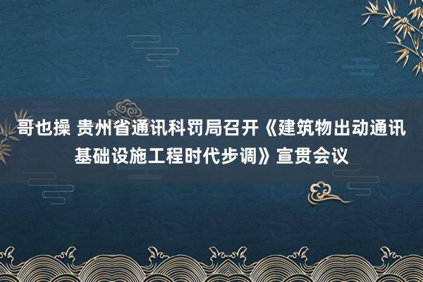 哥也操 贵州省通讯科罚局召开《建筑物出动通讯基础设施工程时代步调》宣贯会议