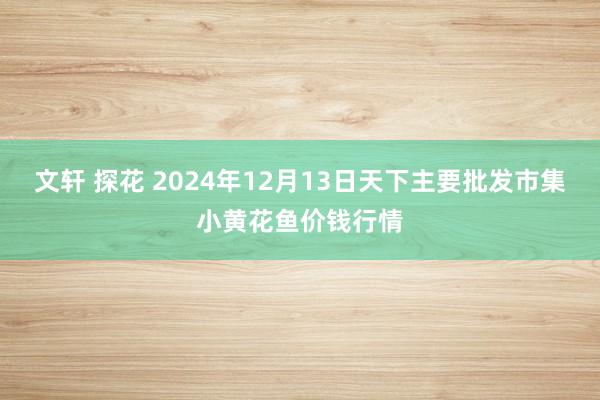 文轩 探花 2024年12月13日天下主要批发市集小黄花鱼价钱行情