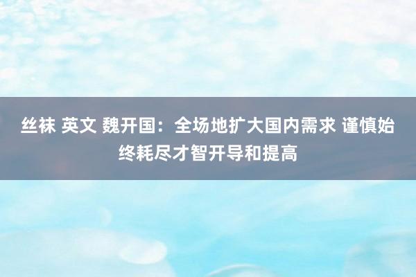 丝袜 英文 魏开国：全场地扩大国内需求 谨慎始终耗尽才智开导和提高