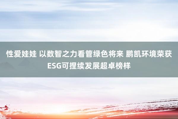 性爱娃娃 以数智之力看管绿色将来 鹏凯环境荣获ESG可捏续发展超卓榜样