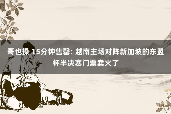 哥也操 15分钟售罄: 越南主场对阵新加坡的东盟杯半决赛门票卖火了