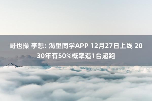 哥也操 李想: 渴望同学APP 12月27日上线 2030年有50%概率造1台超跑