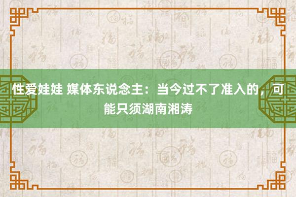 性爱娃娃 媒体东说念主：当今过不了准入的，可能只须湖南湘涛