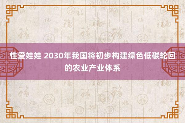 性爱娃娃 2030年我国将初步构建绿色低碳轮回的农业产业体系