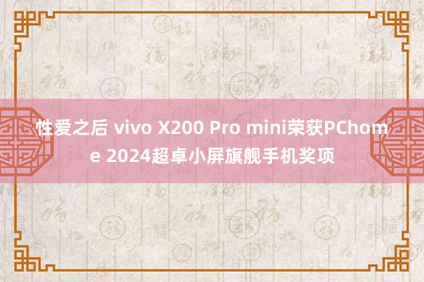 性爱之后 vivo X200 Pro mini荣获PChome 2024超卓小屏旗舰手机奖项