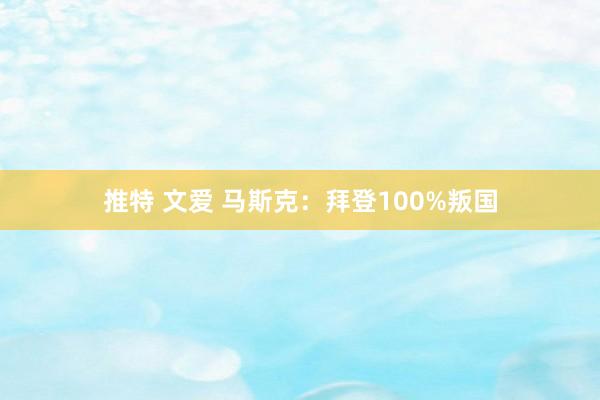 推特 文爱 马斯克：拜登100%叛国