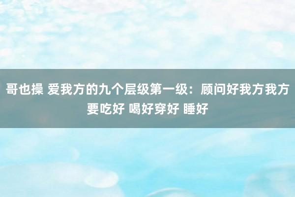 哥也操 爱我方的九个层级第一级：顾问好我方我方要吃好 喝好穿好 睡好