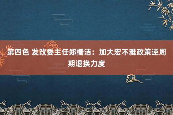 第四色 发改委主任郑栅洁：加大宏不雅政策逆周期退换力度