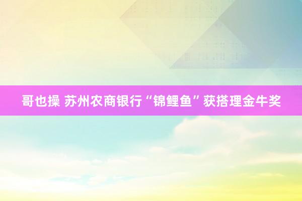 哥也操 苏州农商银行“锦鲤鱼”获搭理金牛奖