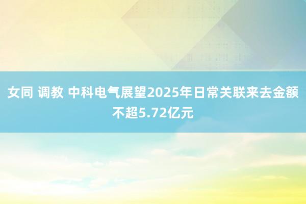 女同 调教 中科电气展望2025年日常关联来去金额不超5.72亿元